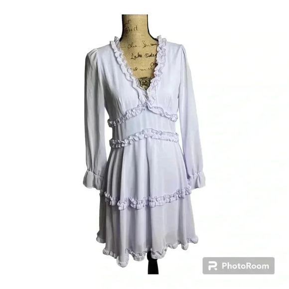 B. Darlin purple woman mini dress size 7/8, V neck, ruffles - Picture 1 of 5